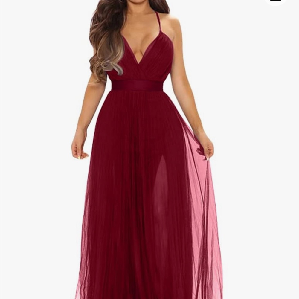 NWT Women's Sexy Deep V Neck Split Cocktail Party Formal Bridesmaid Maxi Dress